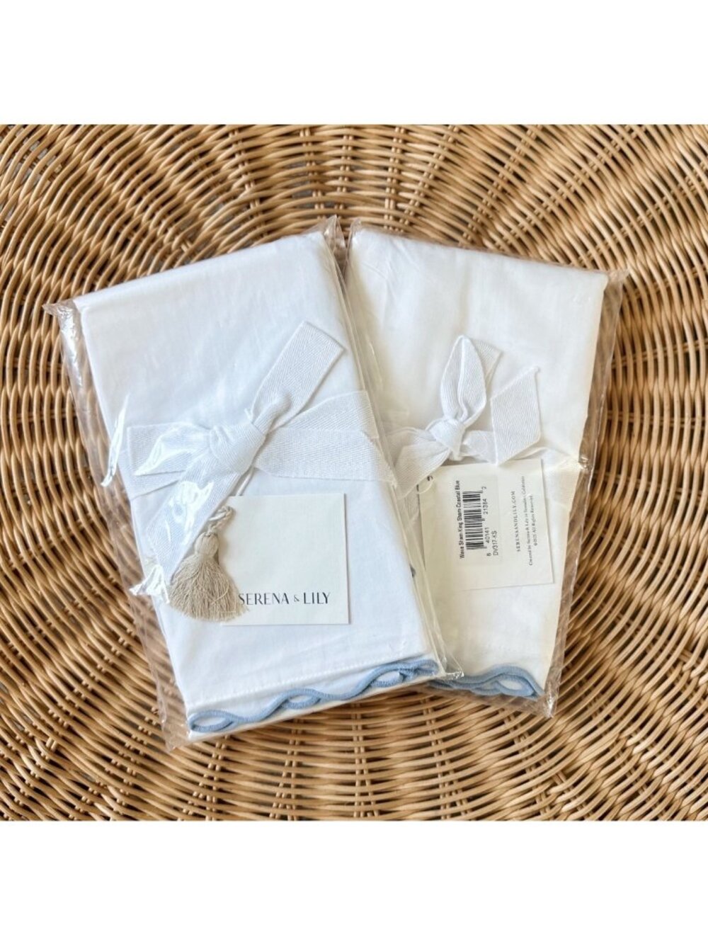 NEW Serena & Lily Wave Percale King Shams (Set of 2)-Coastal Blue